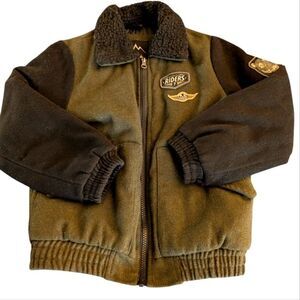 Ixtreme Outfitters kids green and black‎ motorcycle aviator jacket bomber